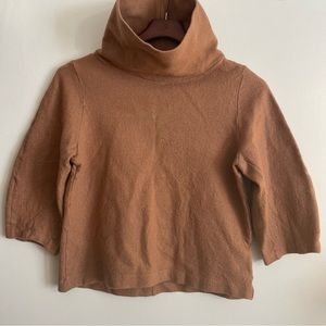 COS Wool Cotton Funnel Neck Pullover Sweater in Camel